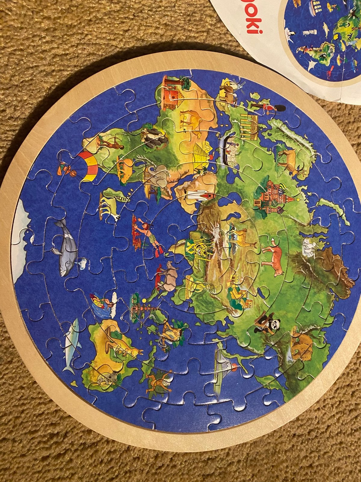 Goki Wereldkaart Houten Puzzel 57 Stukjes zgan, Kinderen en Baby's, Speelgoed | Kinderpuzzels, 10 tot 50 stukjes, Ophalen of Verzenden