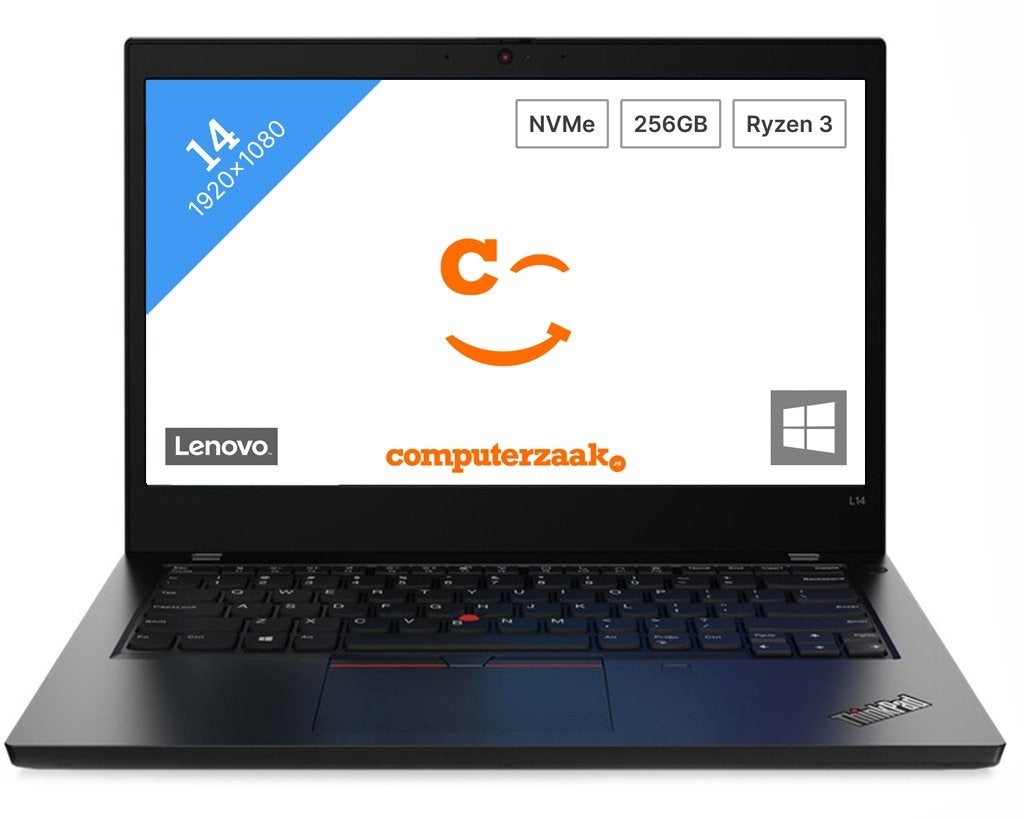 Lenovo ThinkPad L14 Gen 1/AMD Ryzen 3/8GB/256GB/Windows 11, 256 GB, 2 tot 3 Ghz, Qwerty, 8 GB