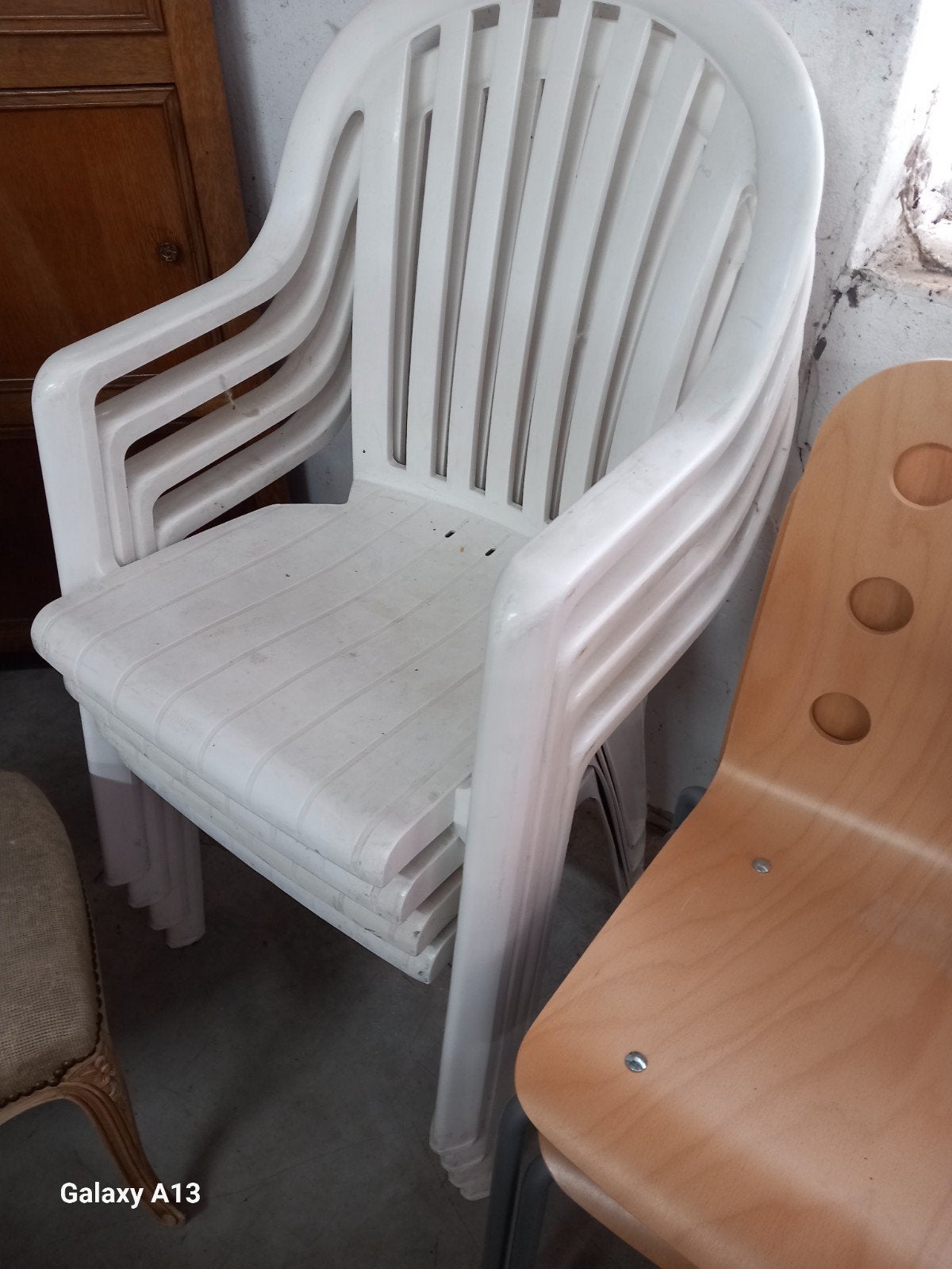 4 stuks tuinstoelen prijs € 15.00, Ophalen of Verzenden, Gebruikt, Kunststof