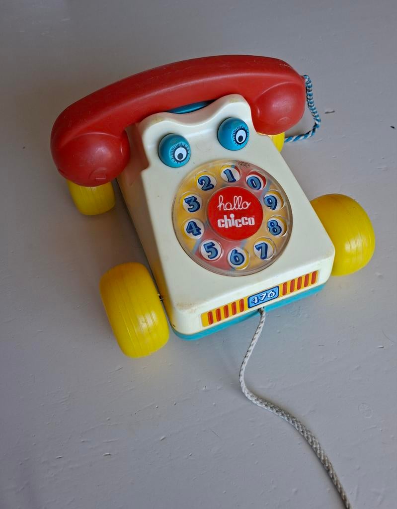 Vintage Chicco trektelefoon met draaischijf, Kinderen en Baby's, Ophalen of Verzenden, Gebruikt, Overige typen, Met wieltjes