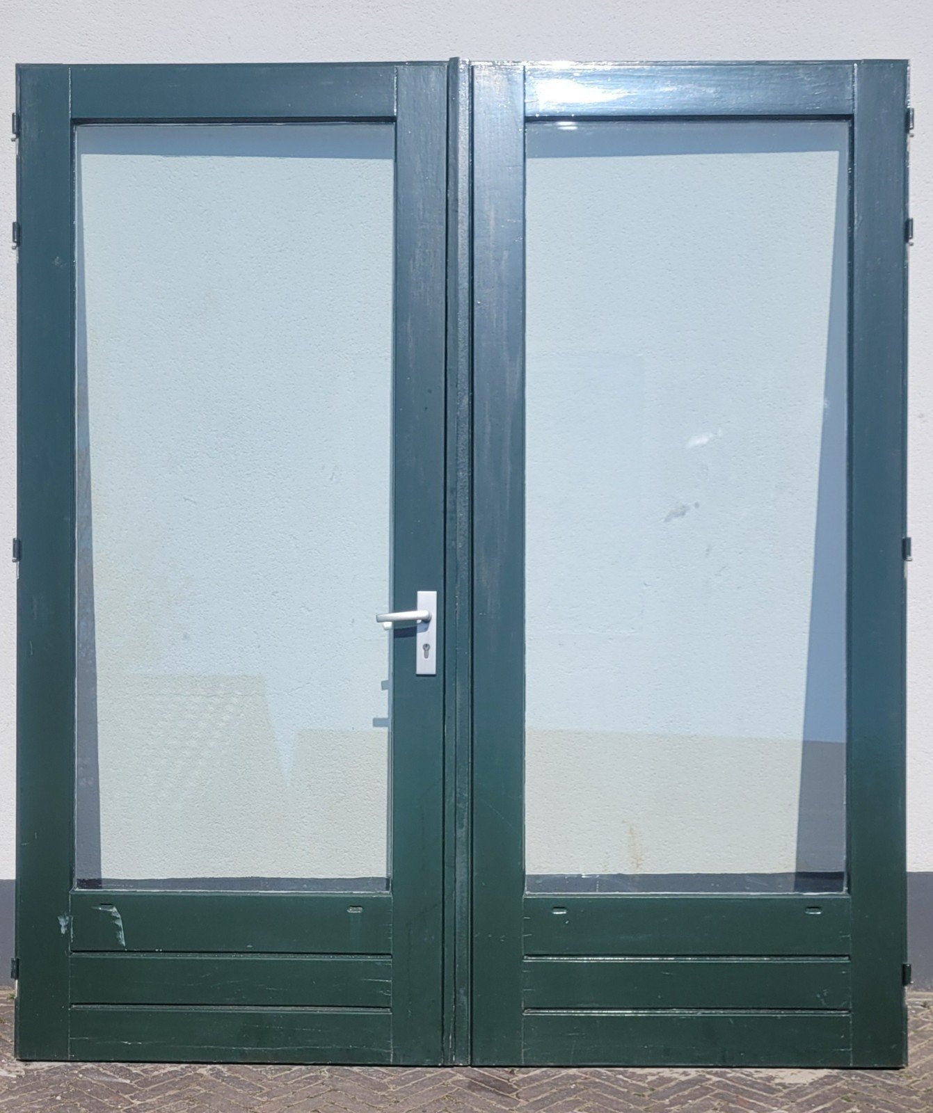 Hardhouten openslaande tuindeuren / dubbele deuren., Ophalen, Buitendeur, Glas, 120 cm of meer
