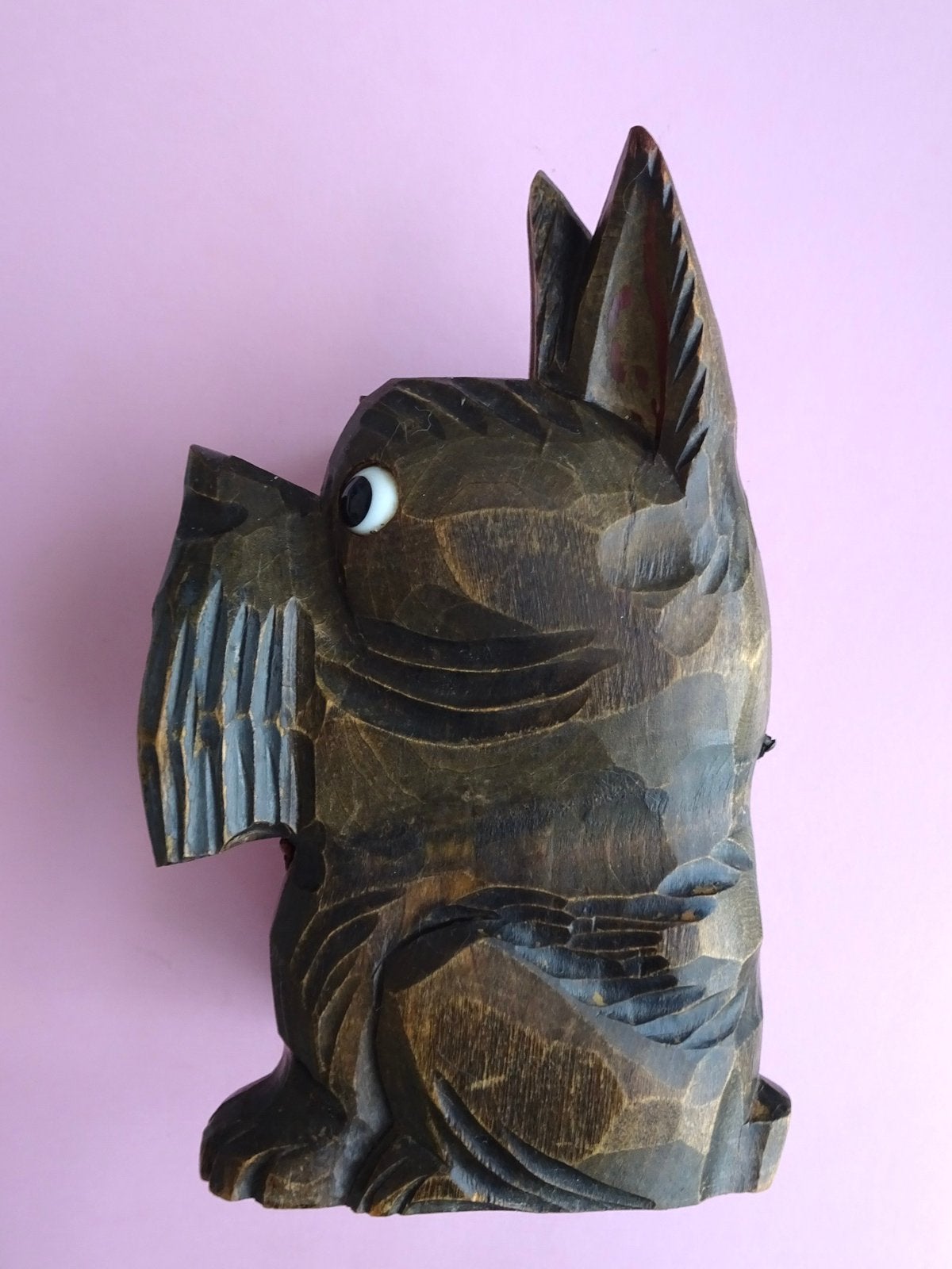 Art Deco 30s Scotty Dog schotse terrier wand bakje hout, Antiek en Kunst, Verzenden