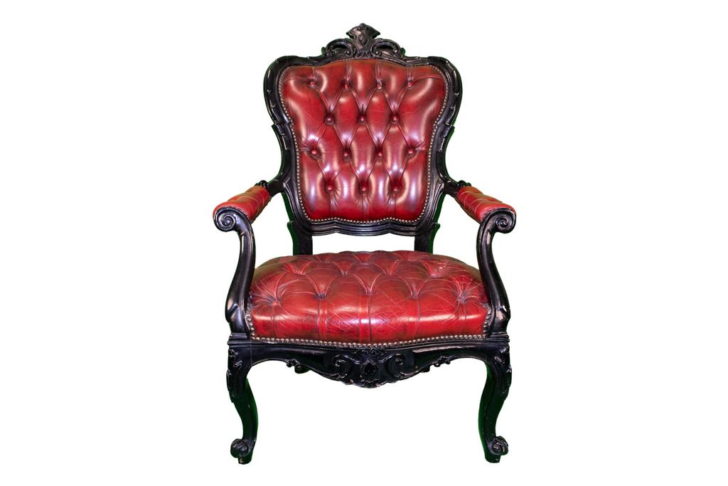 Barok Chesterfield Stoel - Rode Kunstleer Decoratie Stoel, Ophalen