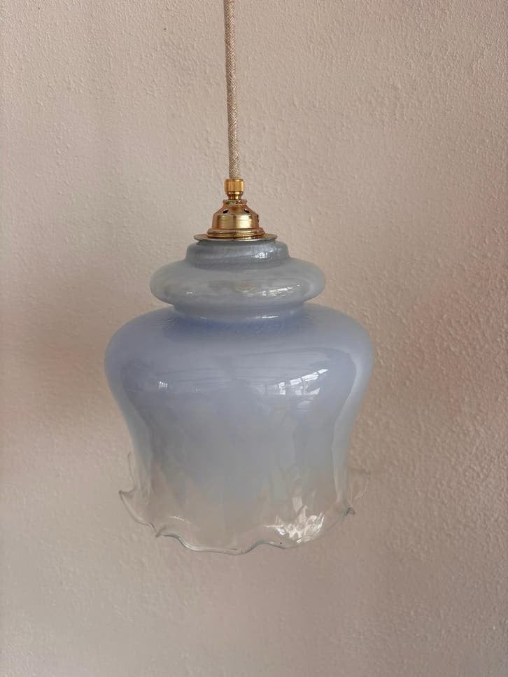 Set Bubble Bleu Vintage lampen, Gebruikt, Verzenden, Vintage, E27 (groot)