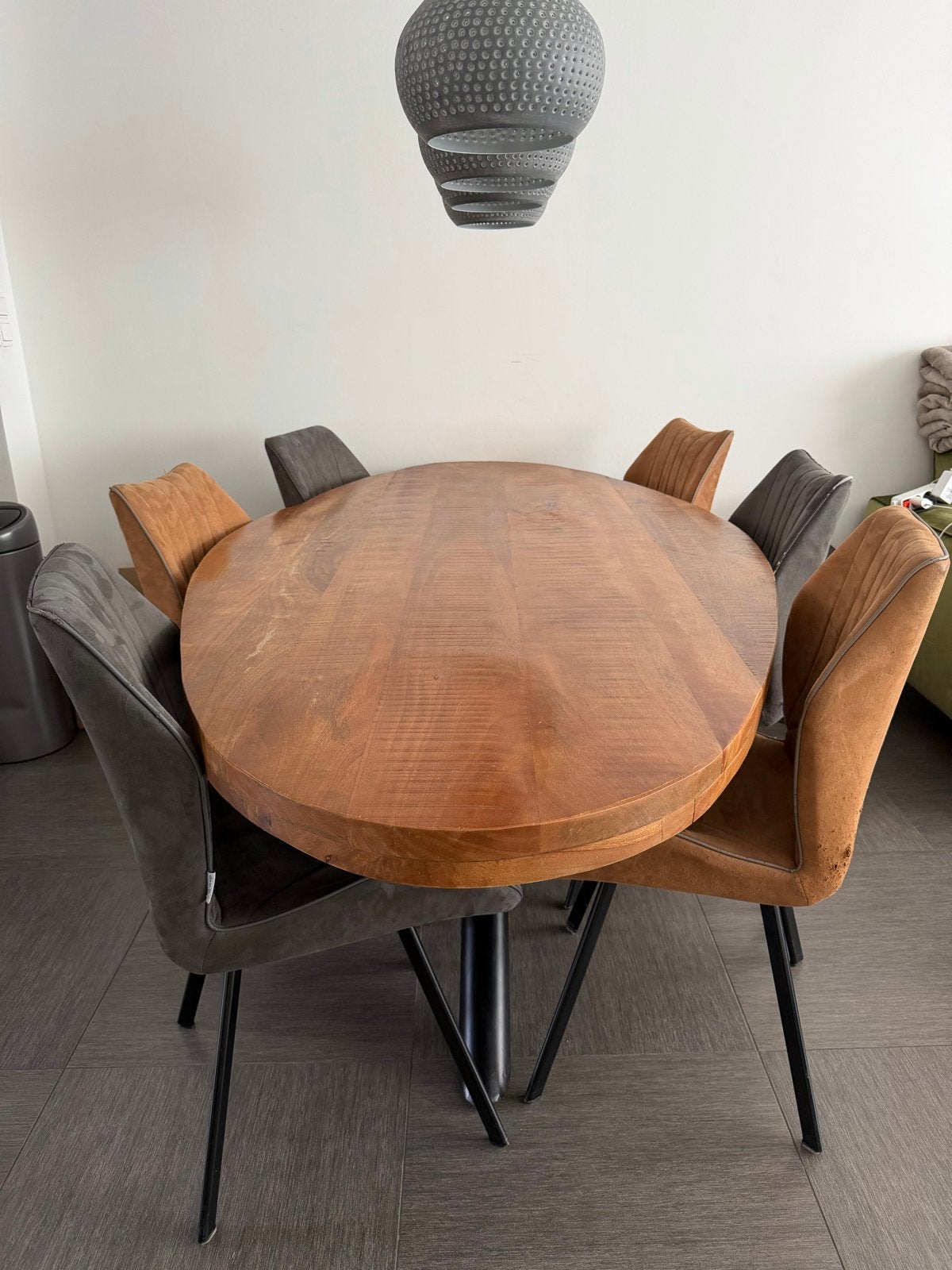 Massief Mangohouten Eettafel 220x110 – Ovaal, Ophalen, Gebruikt, 100 tot 150 cm, 200 cm of meer