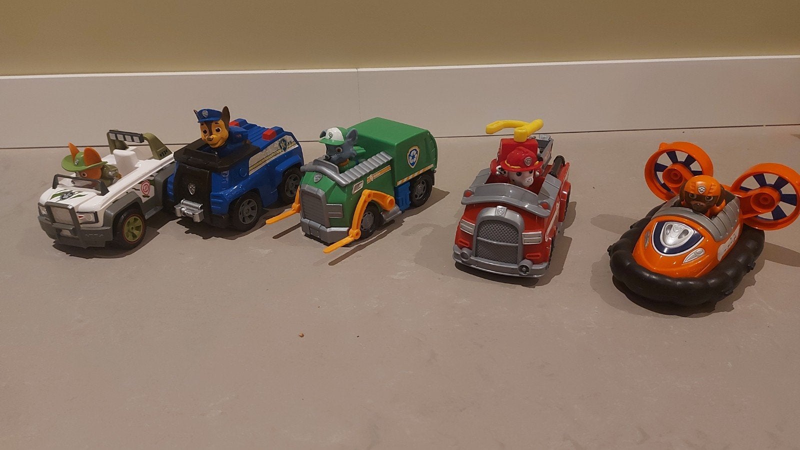 Paw Patrol setje van 5 actievoertuigen, Kinderen en Baby's, Ophalen of Verzenden, Gebruikt