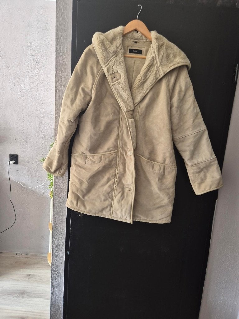 Dames Suede winter jas te koop, Kleding | Dames, Ophalen, Beige, Zo goed als nieuw, Maat 36 (S)