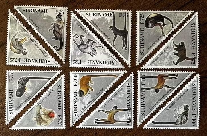 Suriname 1997 - Apen serie - Postfris dieren, Ophalen of Verzenden, Postfris