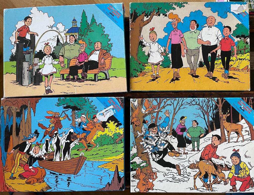 Flamenco 4 st Suske en Wiske 140 Stukjes Puzzels jaren 80, Ophalen of Verzenden, Suske en Wiske, Gebruikt, Overige typen