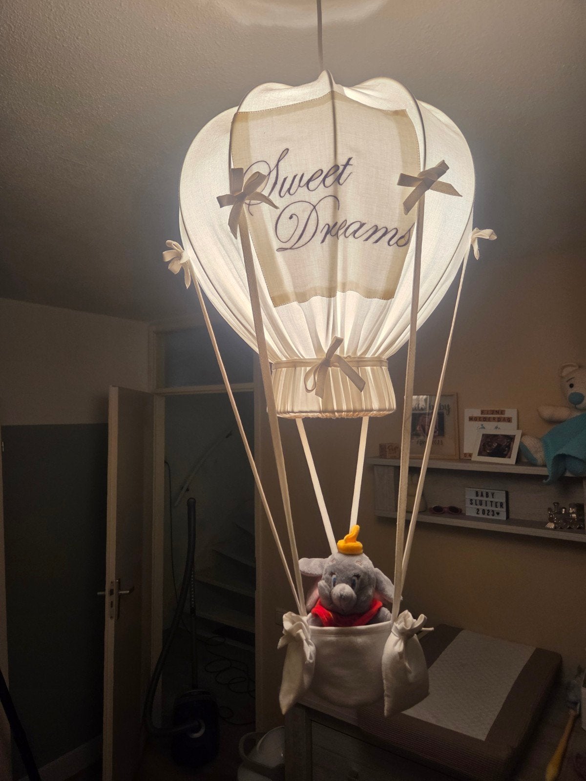 Dumbo heteluchtballon lamp 'Sweet Dreams', Ophalen of Verzenden, Zo goed als nieuw, Wit, Ophangbaar