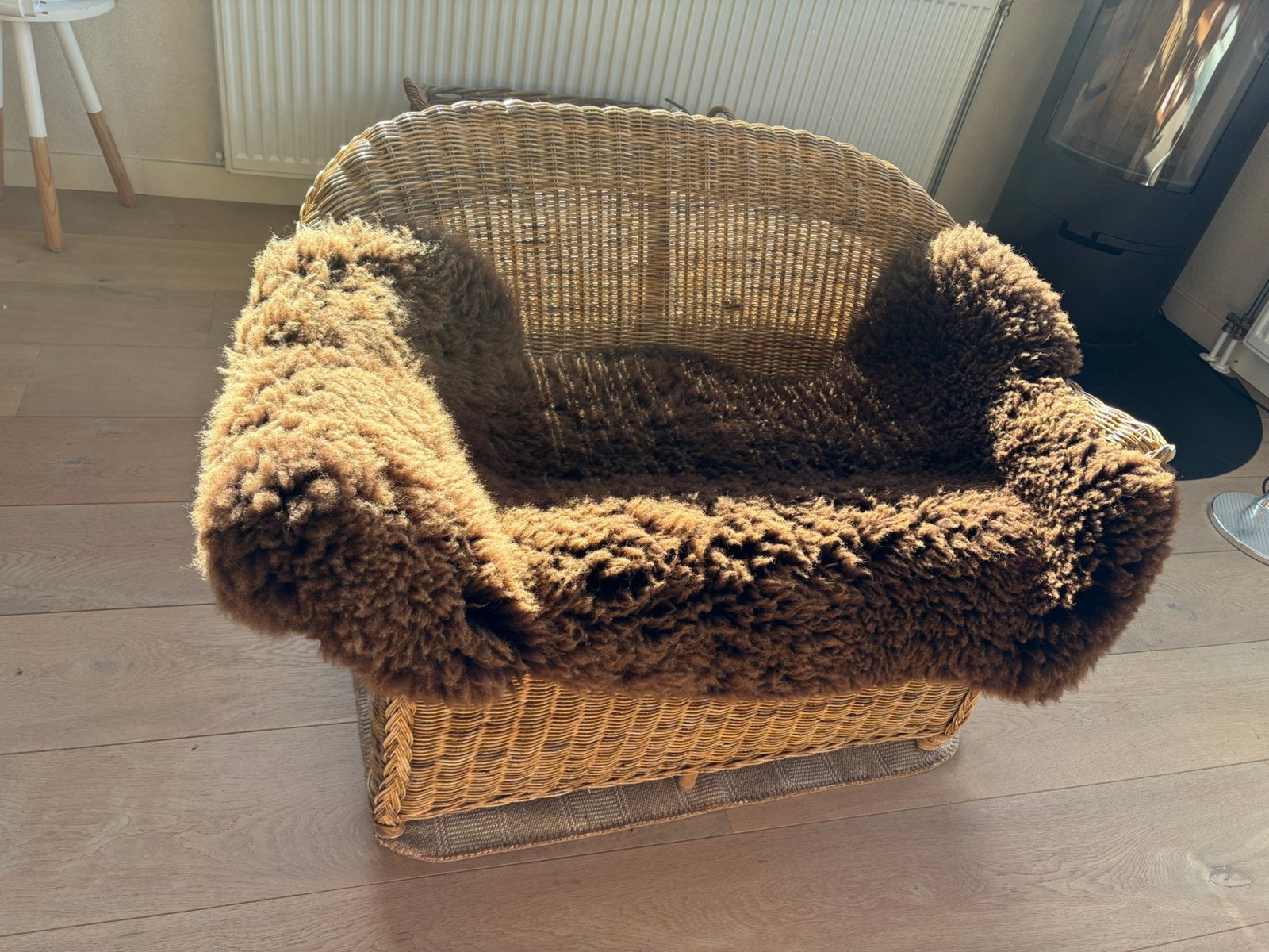 Vintage Rotan kinderbankje met klep, Ophalen, Zo goed als nieuw