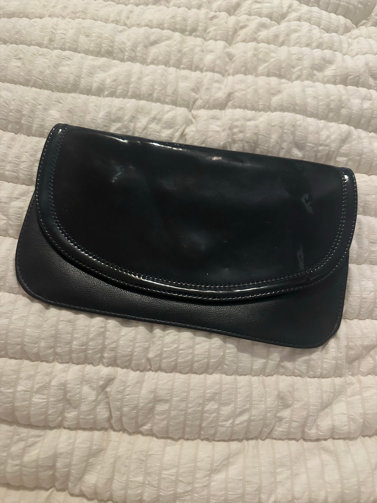 Vintage Zwarte Lakleren Clutch Handtas, Sieraden, Tassen en Uiterlijk, Ophalen of Verzenden, Gebruikt, Zwart, Avondtasje