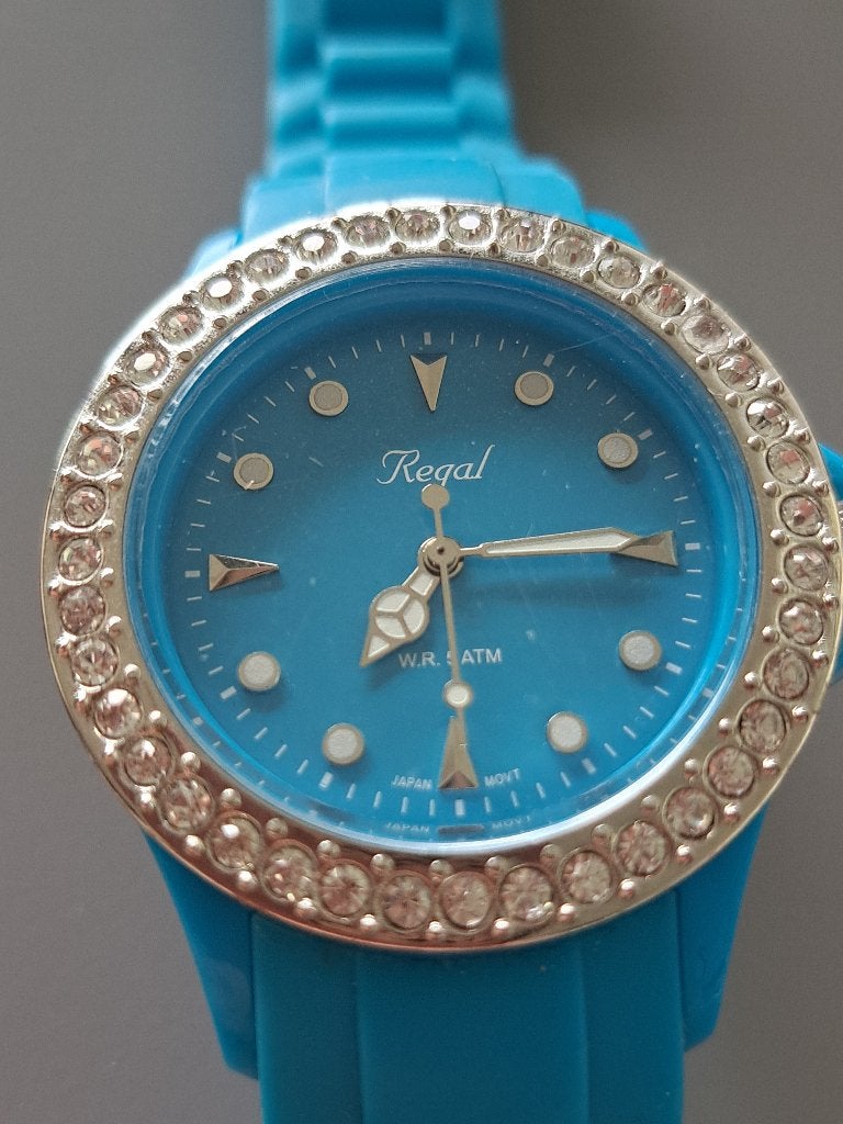 Regal Horloge Turquoise met Strass Steentjes, Overige merken, Kunststof, Polshorloge, Overige materialen