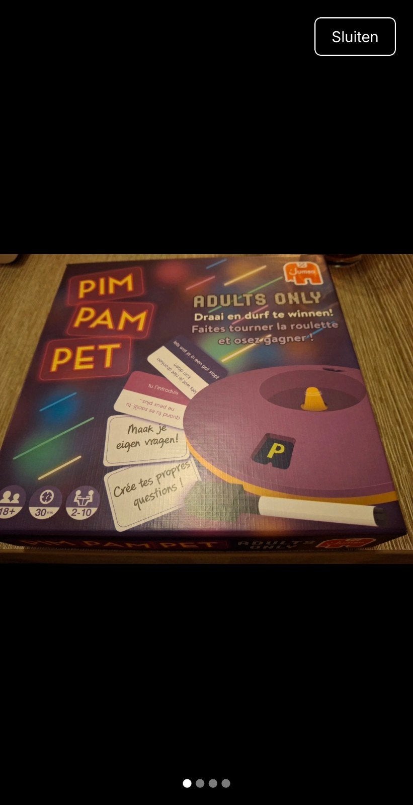 Pim Pam Pet Adults Only - Hilarisch Vragen- en Antwoordspel, Drie of vier spelers, Ophalen of Verzenden, Nieuw, Jumbo