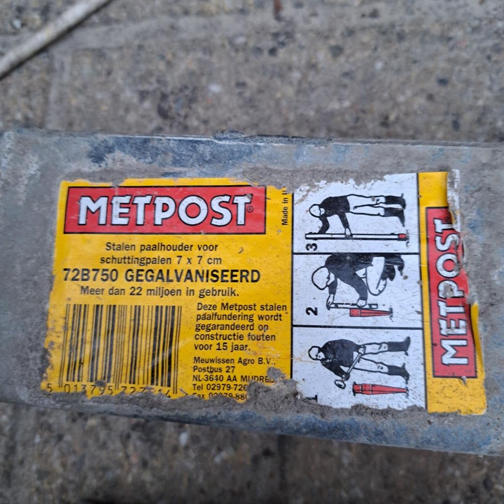 Metpost Gegalvaniseerde Paalhouders 7x7 cm, Ophalen, Gebruikt, Minder dan 180 cm, Palen