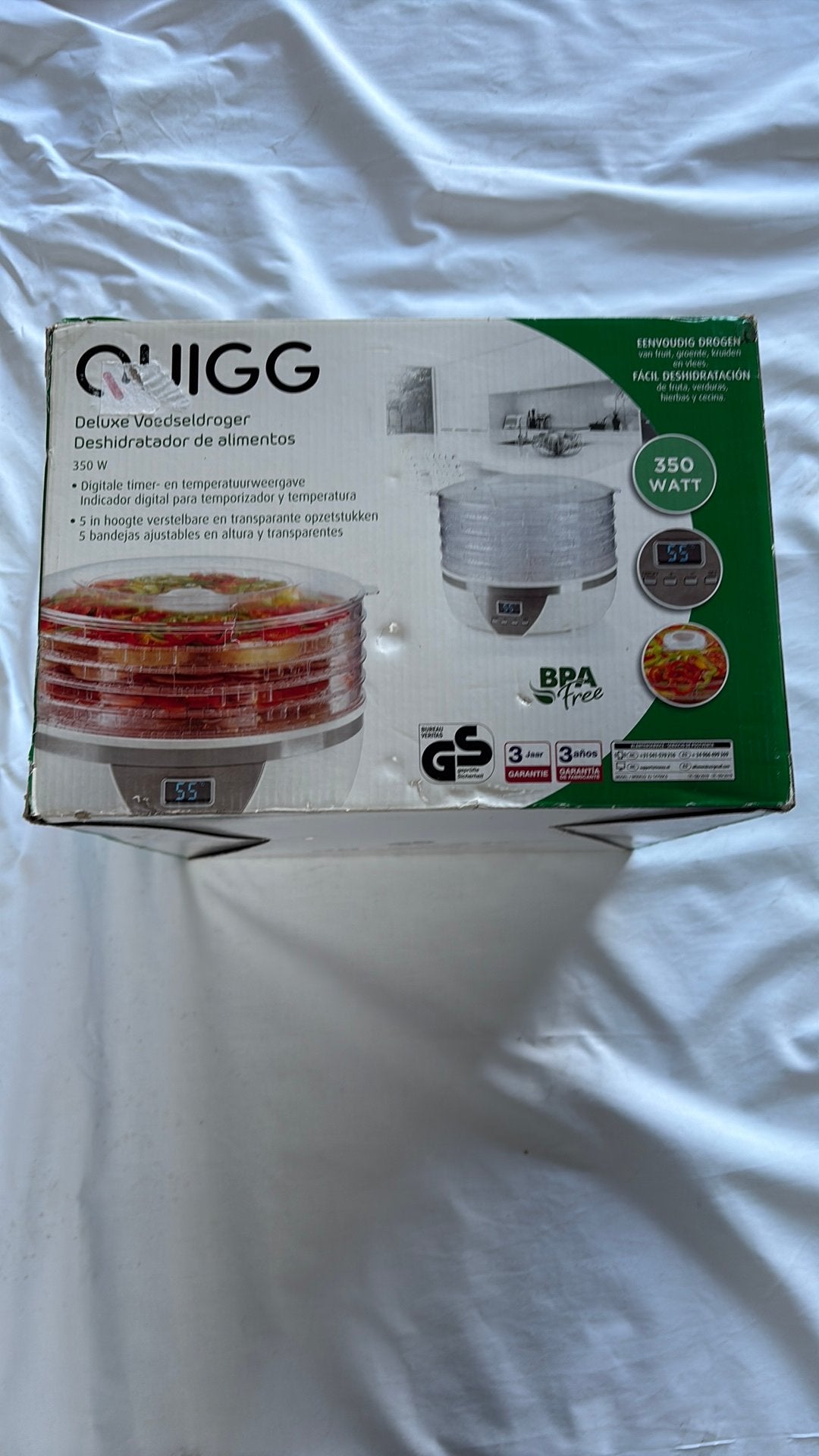 QUIGG Dehydrator 350W - Voedseldroger voor fruit en groenten, Ophalen, Nieuw