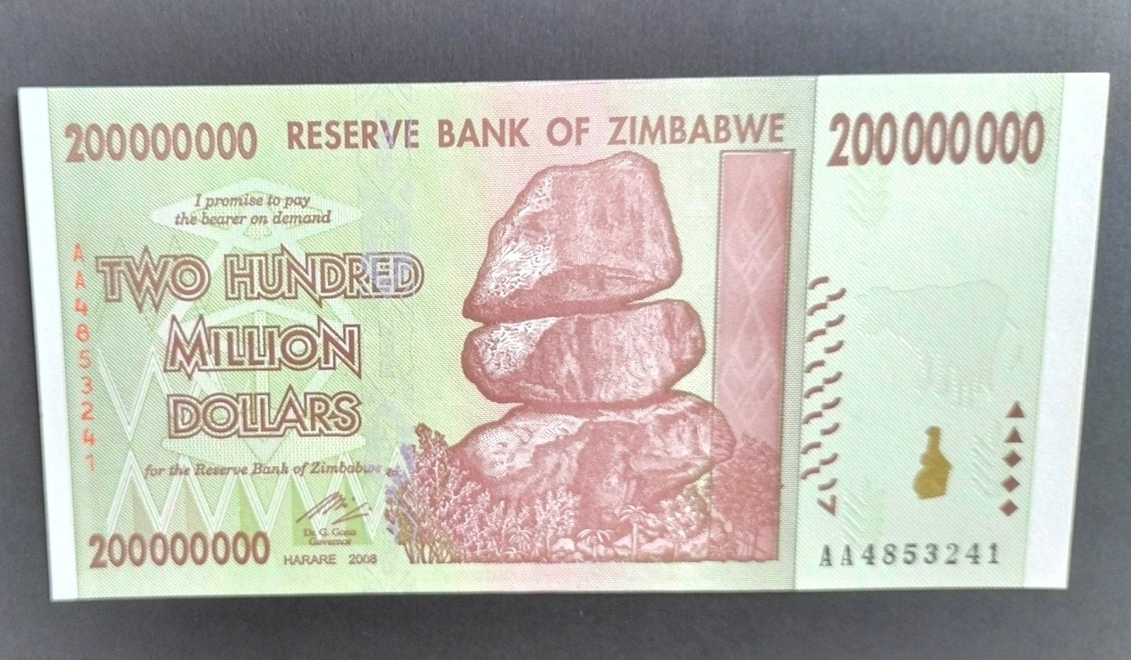 Zimbabwe - 200 Miljoen Dollar 2008 - Pick#81 UNC., Verzenden, Zimbabwe, Los biljet
