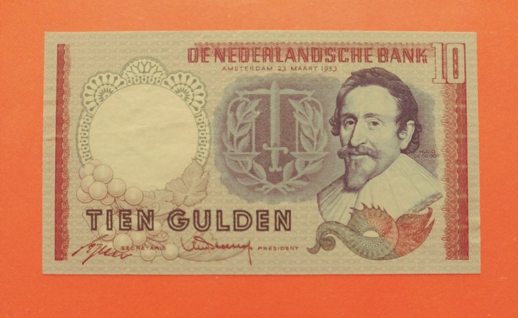 Bankbiljet 10 gulden 1953 Hugo de Groot, cat. PL45.a3/48-1aa, Postzegels en Munten, Bankbiljetten | Nederland, Verzenden, 10 gulden