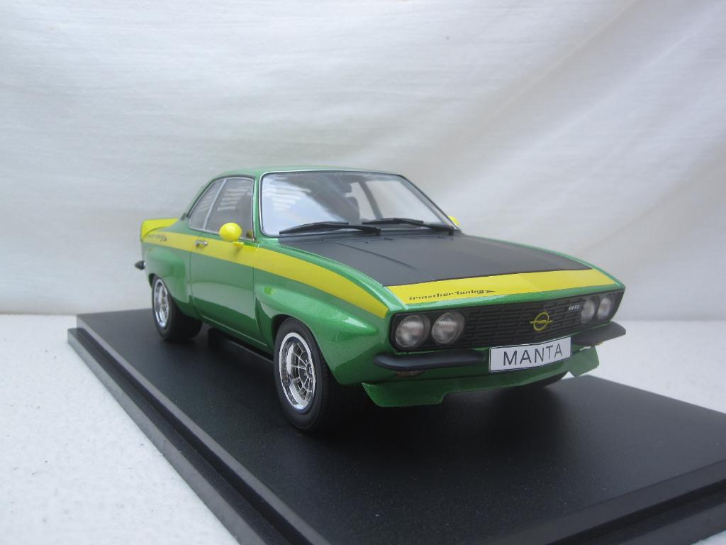 Opel Manta A Irmscher 1974 Groen/zwart/geel 1:18 MCG, Hobby en Vrije tijd, Modelauto's | 1:18, Nieuw, Auto, Overige merken, Ophalen of Verzenden