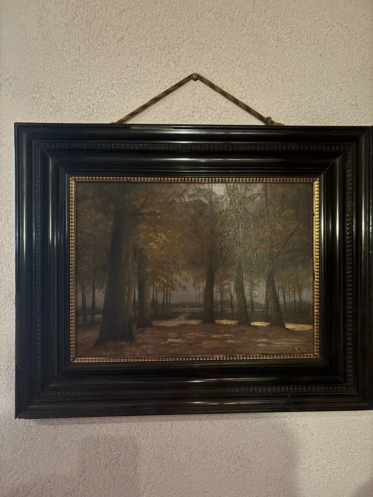 Schilderij: Boslandschap met pad en bomen, Antiek en Kunst, Ophalen
