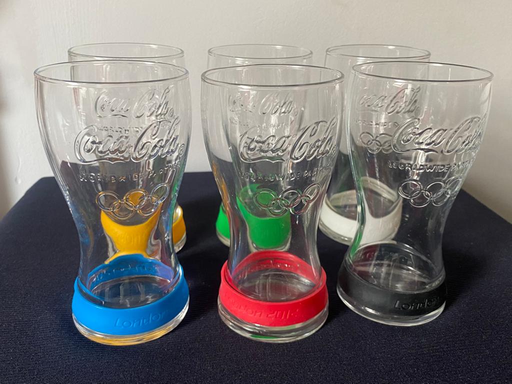 6 Coca-Cola glazen van Olympische Spelen 2012 London/Londen., Ophalen of Verzenden, Zo goed als nieuw, Frisdrankglas