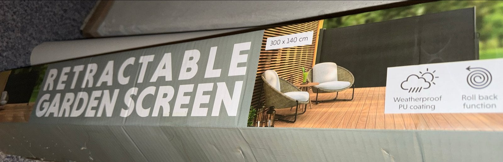 Nieuw in doos! Retractable Garden Screen 300x140 cm, Minder dan 150 cm, Ophalen, Nieuw, Screen