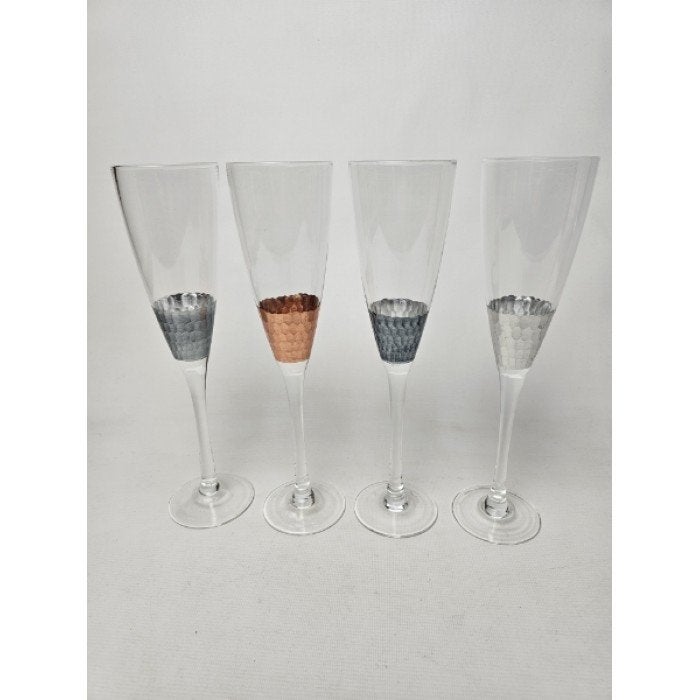 # 4 Birch Lane Flutes Champagne Glazen Goud Zilver Antraciet, Ophalen of Verzenden, Gebruikt, Overige typen