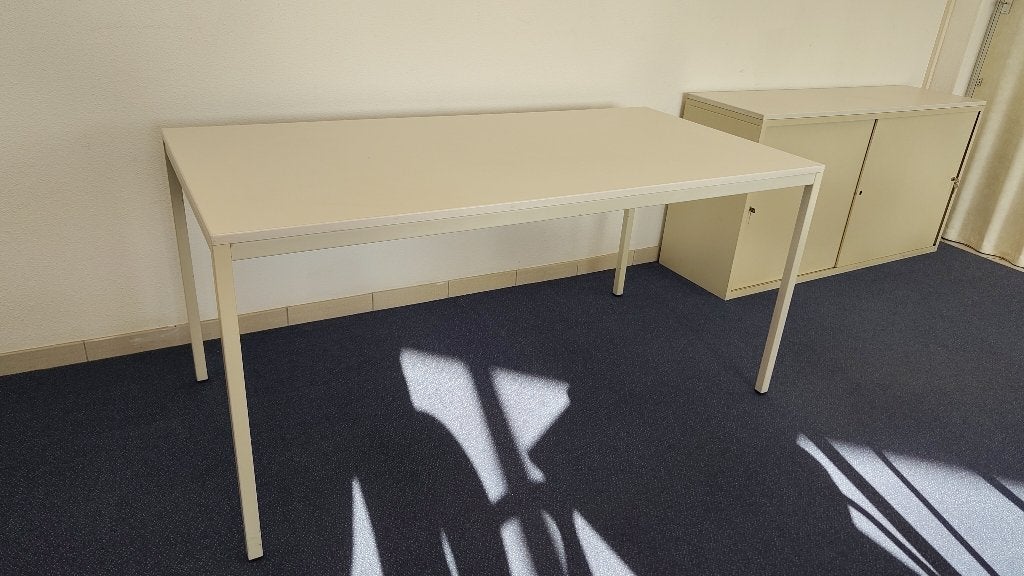 Ruime tafel / bureau met ladeblok (2 lades) – 160 x 80 cm, Huis en Inrichting, Ophalen, Gebruikt, Grijs, Overige typen