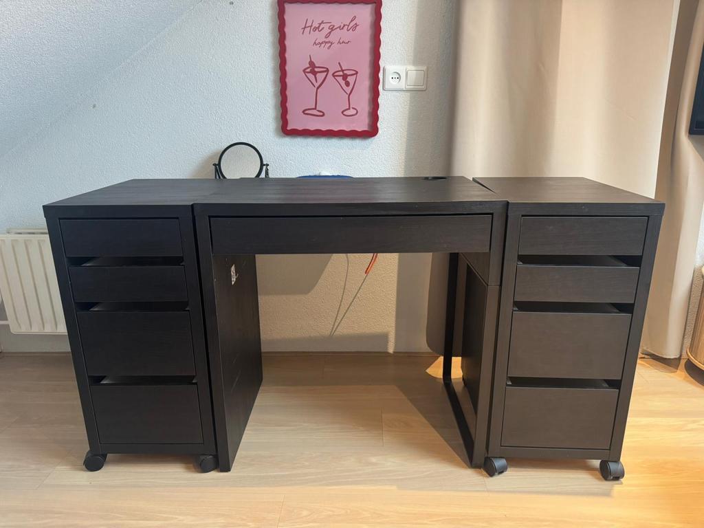 Bureau make-up tafel kaptafel met verrijdbare ladekastjes, Ophalen, Zo goed als nieuw, IKEA