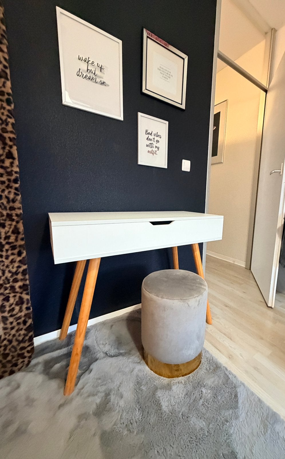 Witte kaptafel / bureau met spiegel, Ophalen, Zo goed als nieuw, 50 tot 100 cm, Minder dan 100 cm