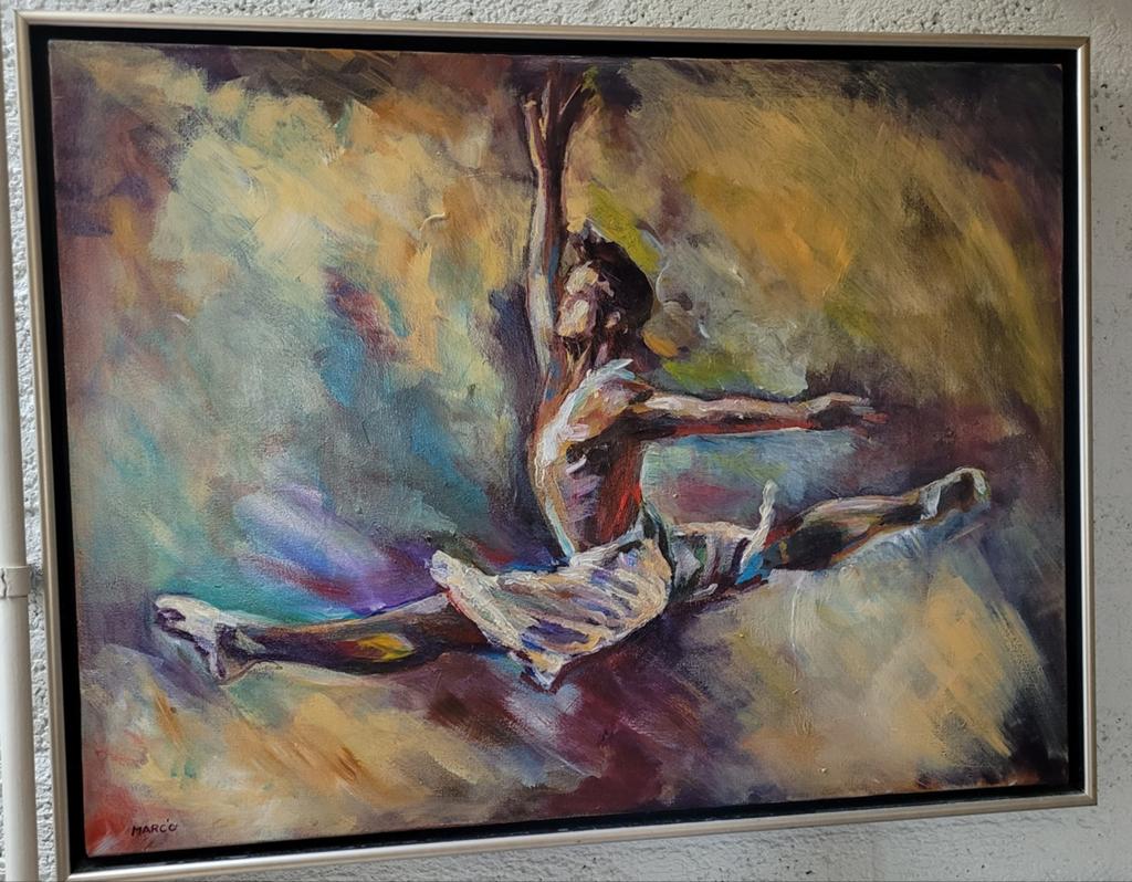 Schilderij: Danser in actie (olieverf), Ophalen, Zo goed als nieuw, Overige typen