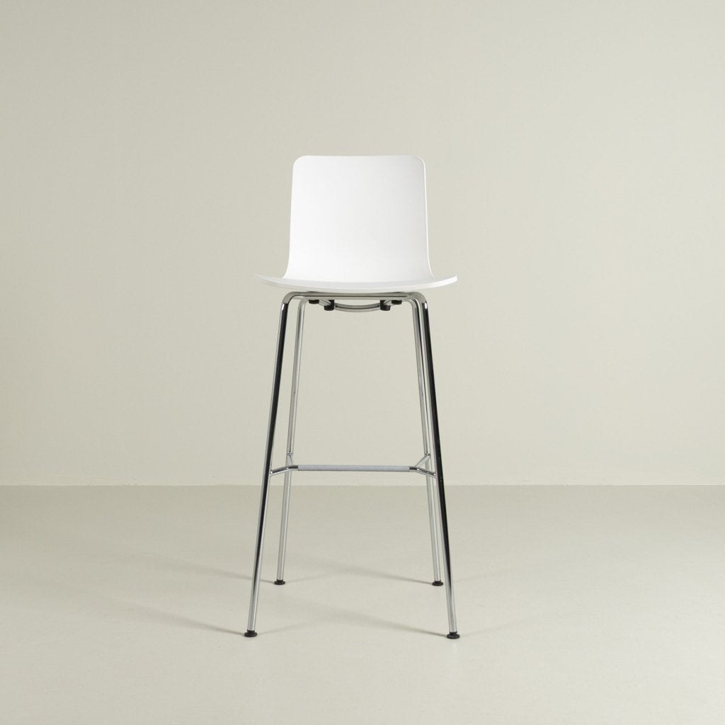 Vitra HAL Stool Medium Barkruk Wit Kunststof - Chroom, Huis en Inrichting, Niet ingevuld, Zo goed als nieuw, 4 krukken, Vitra
