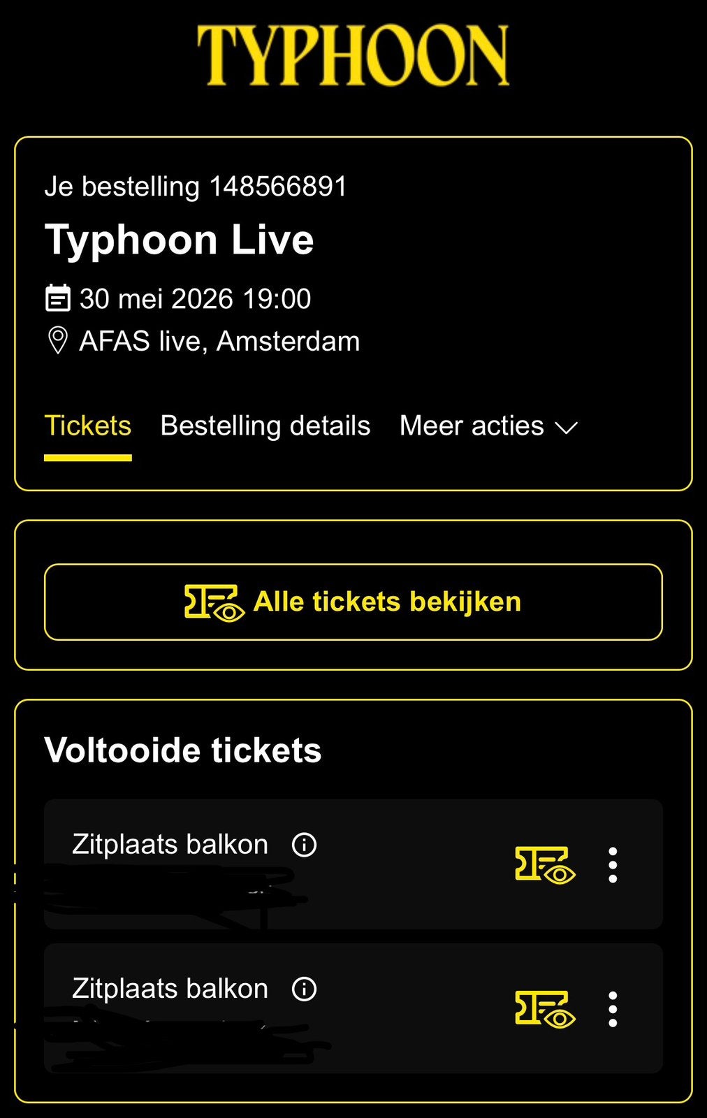 2x zitplaatsen Typhoon, Tickets en Kaartjes, Twee personen