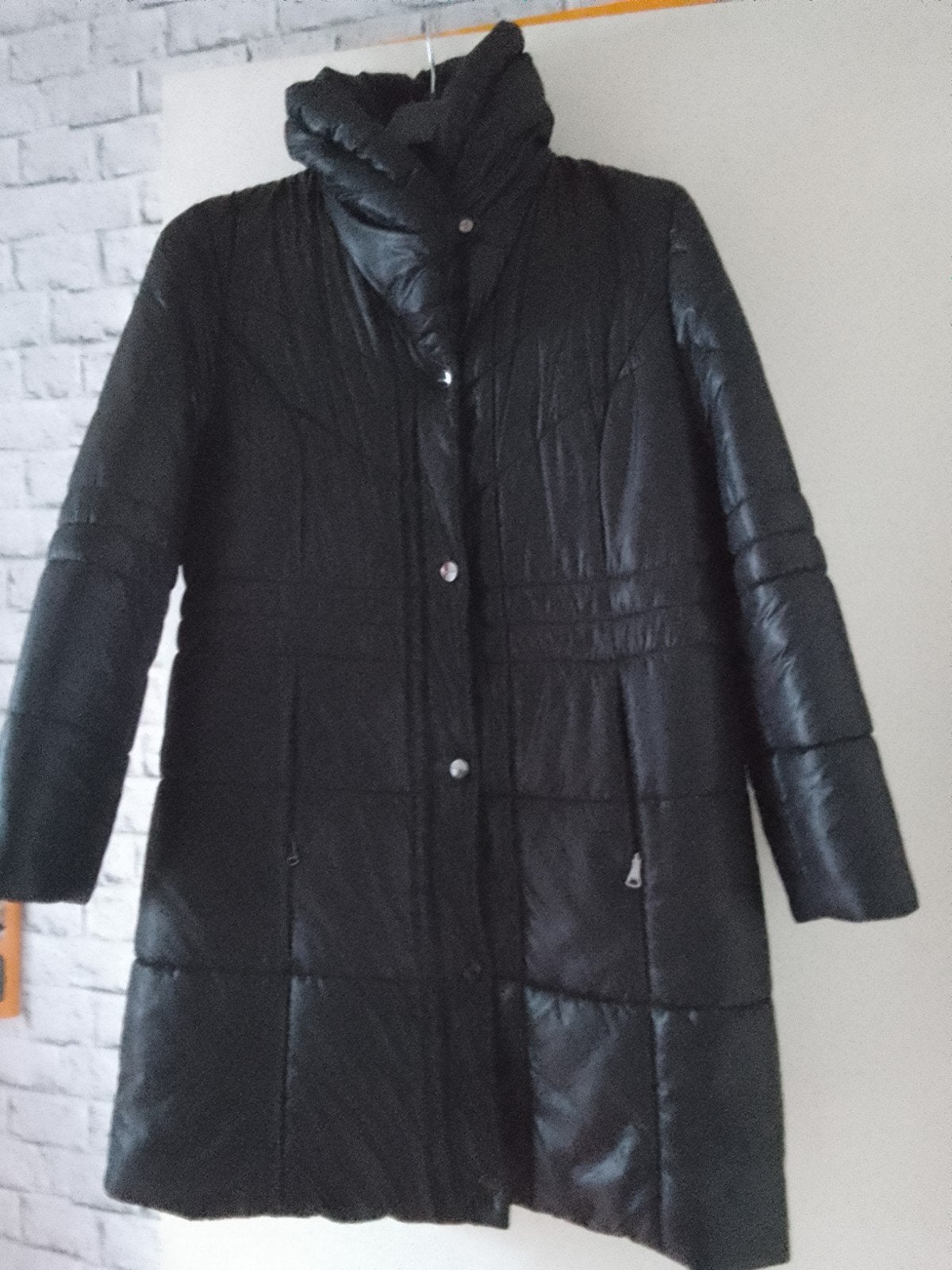 gewatteerde lange jas maat 46, Concept, Zwart, Maat 46/48 (XL) of groter, Ophalen of Verzenden