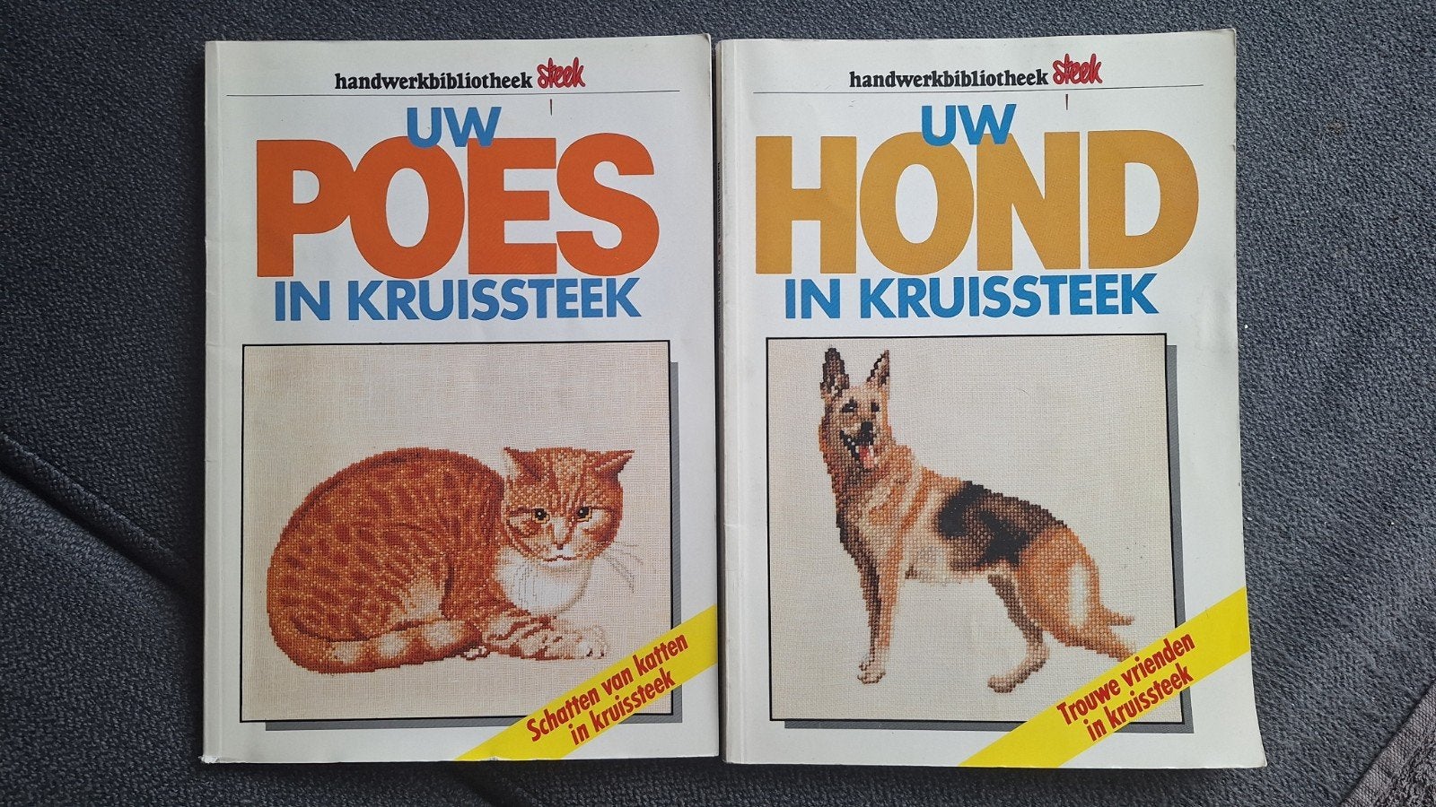 Borduurboeken: Uw Poes in Kruissteek & Uw Hond in Kruissteek, Ophalen of Verzenden, Gelezen, Borduren en Naaien, Onbekend