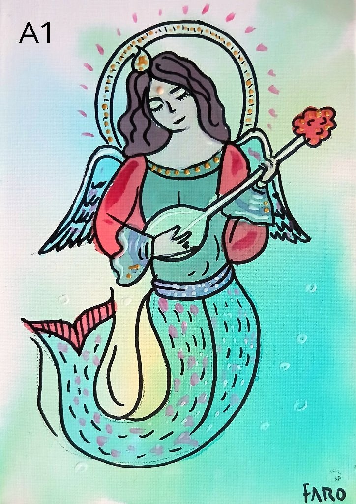 Origineel handgeschilderd schilderij – Oriëntaalse stijl, Aquarel, Overige onderwerpen, Vintage, Origineel werk