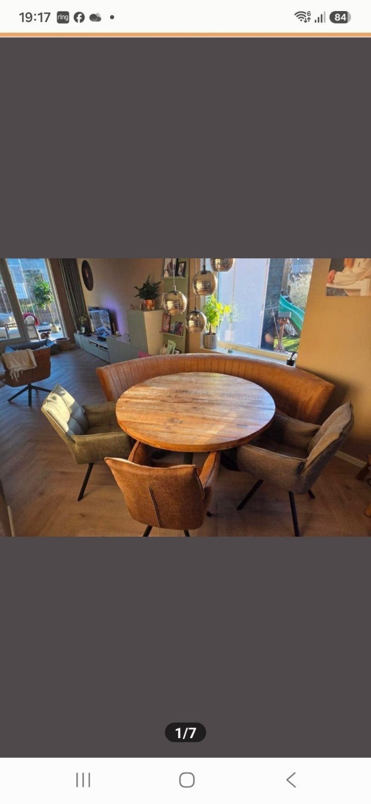 Eetkamerbank met ronde tafel en 2 stoelen, Huis en Inrichting, Ophalen, Gebruikt, Overige materialen, Rond