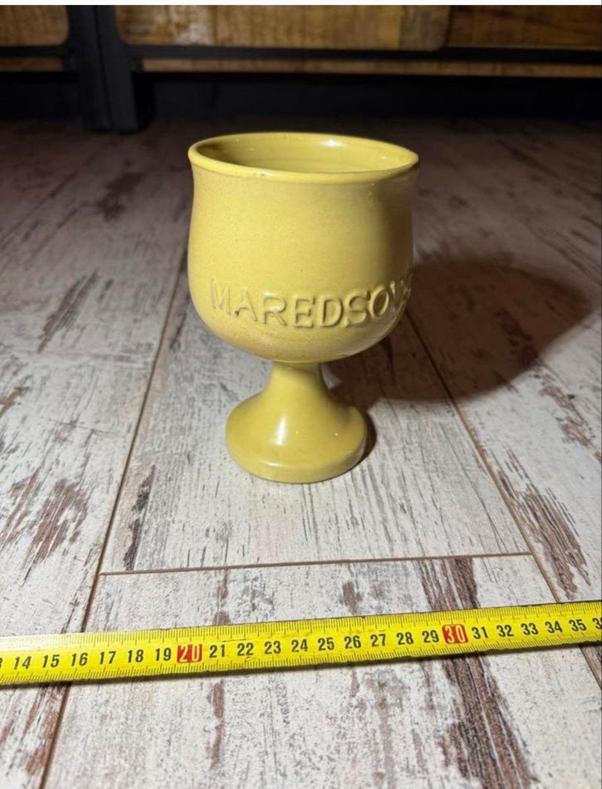 Gele keramische Maredsous bierpul / bokaal, Ophalen of Verzenden