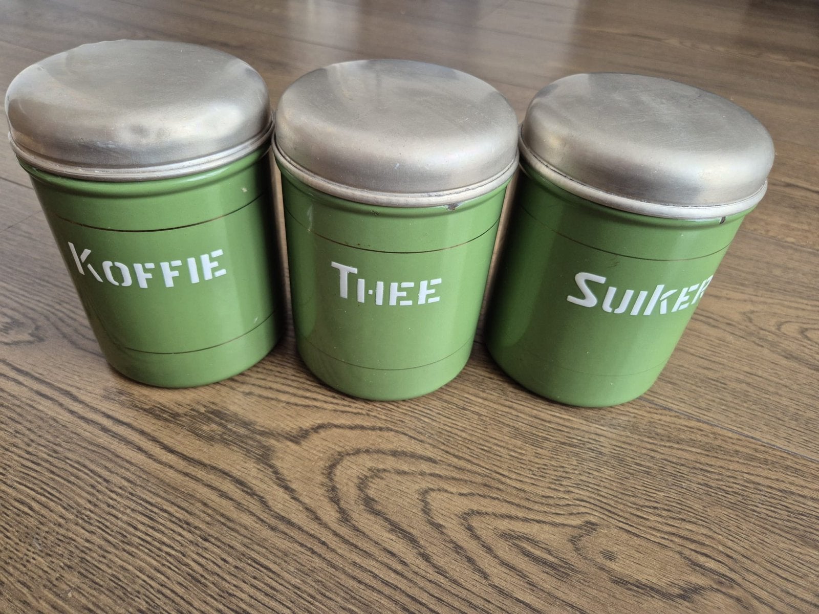 Vintage Koffie, Thee en Suiker Blikken Set, Ophalen