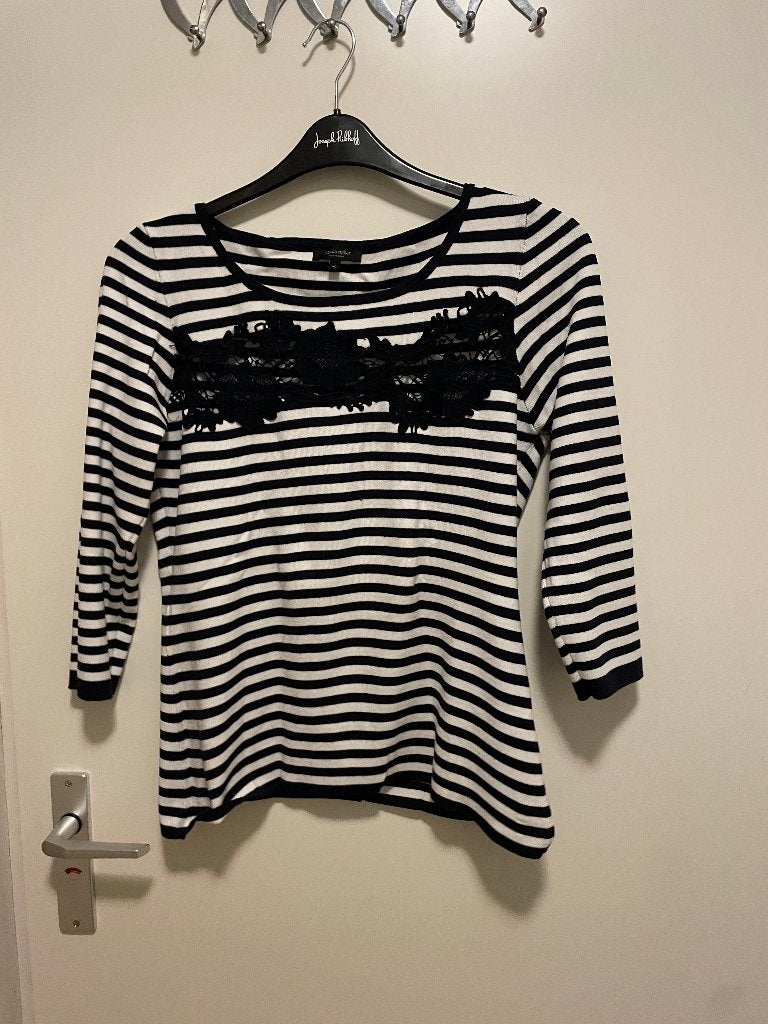 Trui blauw wit met kant Claudia Sträter maat 40, Maat 38/40 (M), Blauw, Ophalen of Verzenden, Zo goed als nieuw