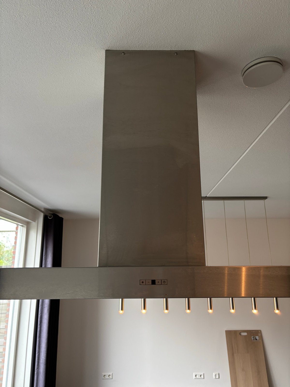 RVS Eilandschouwkap met verlichting, Gebruikt, Minder dan 200 m³ per uur, Ophalen of Verzenden, Eilandschouwkap