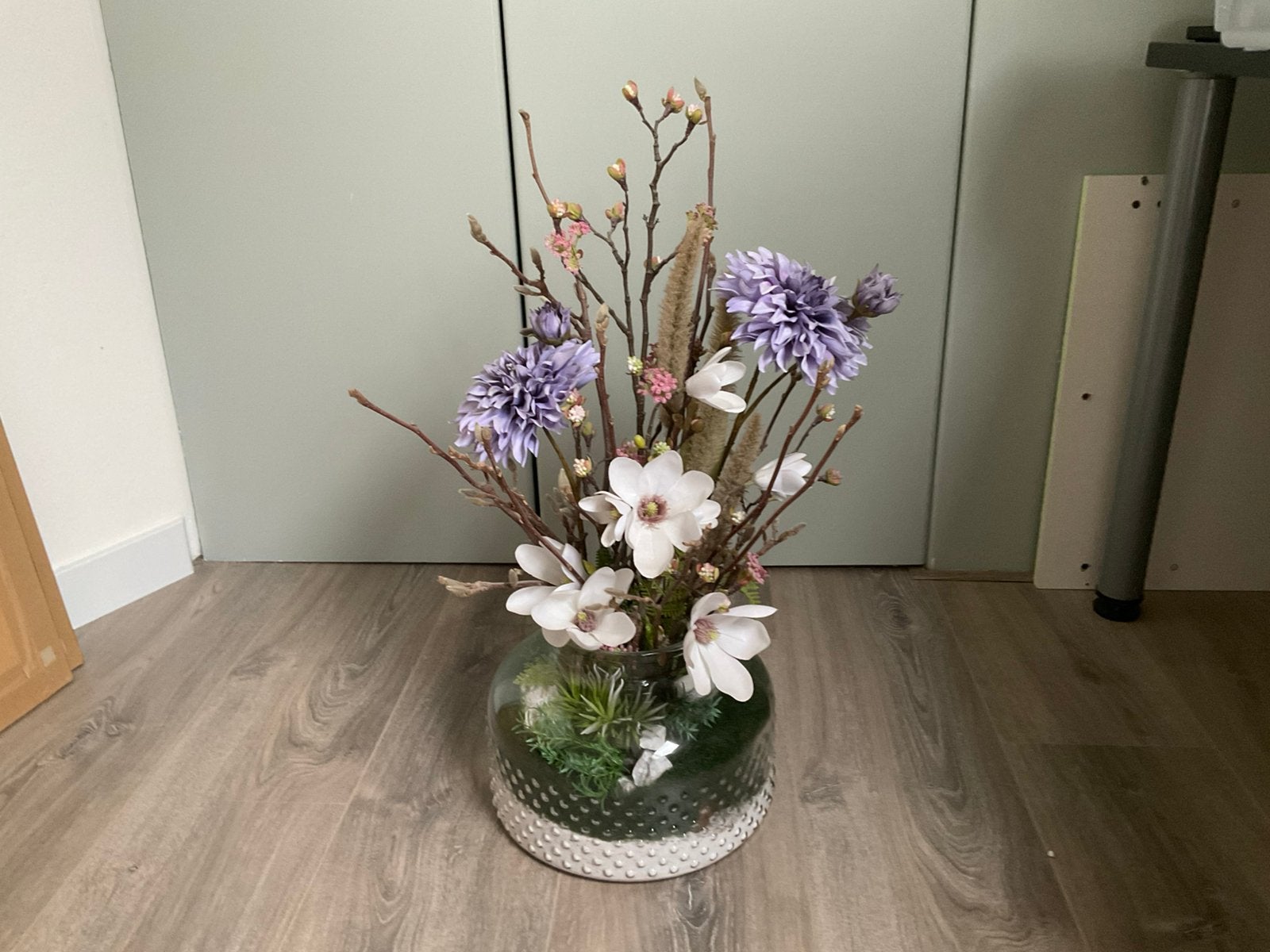 Fraaie Vaas met droogbloemen, Huis en Inrichting, Woonaccessoires | Kunstplanten en Kunstbloemen, Ophalen, Zo goed als nieuw