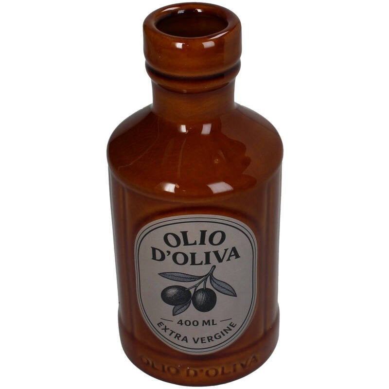 Vaas Olio d'Oliva Fijn Aardewerk Terra 9.7x9.7x20.5cm, 21 cm, Bruin, Met patroon/structuur, Nieuw