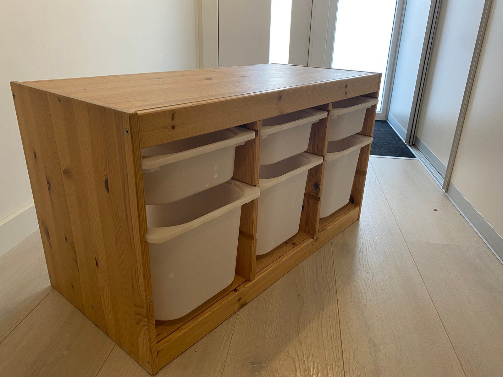 Ikea Trofast speelgoedopberger grenen 6 witte bakken93x44x52, Ophalen, Gebruikt, Kast, 75 tot 100 cm