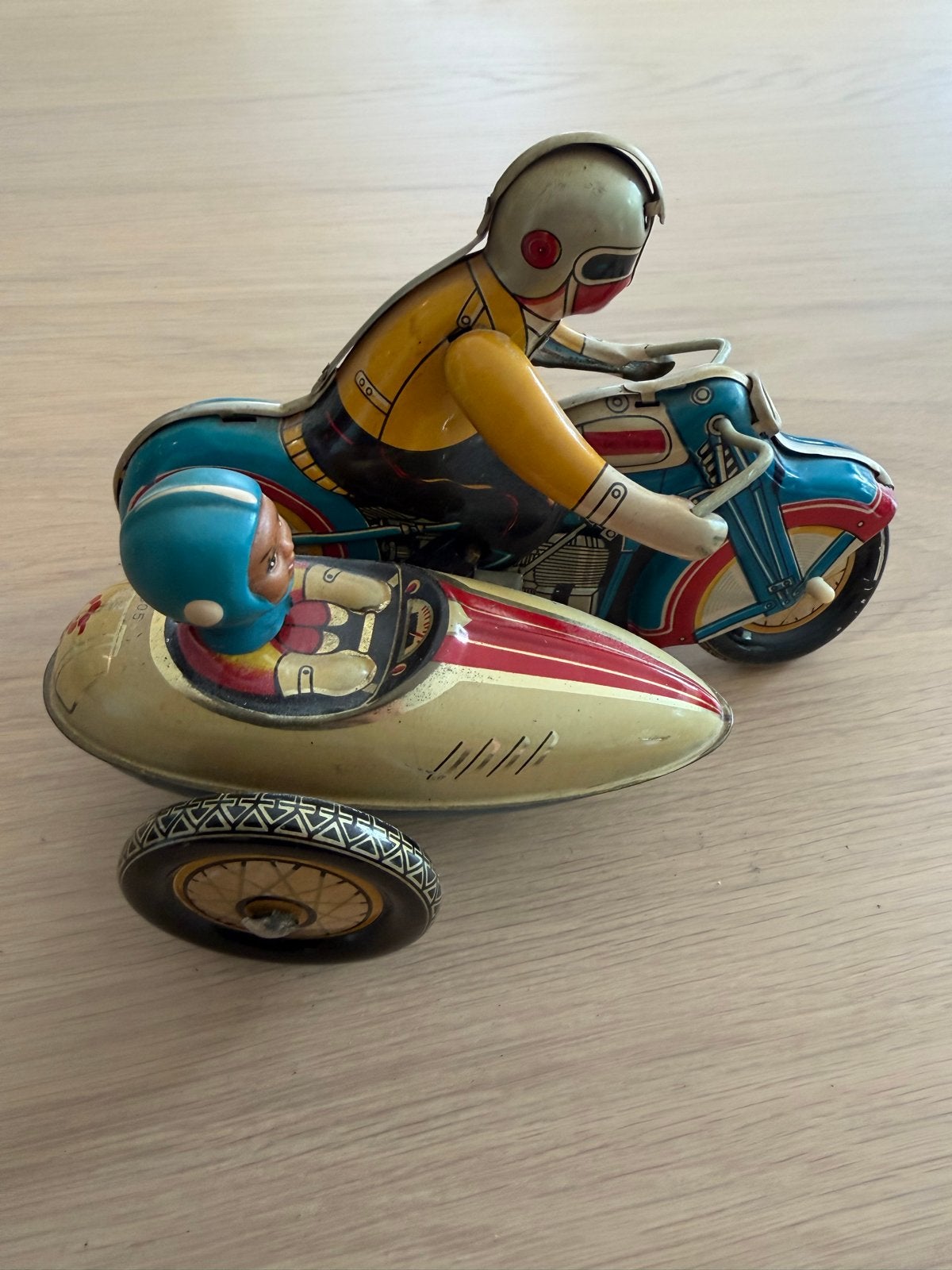 Vintage Blikken Speelgoed Motor met Zijspan, Ophalen of Verzenden, Gebruikt