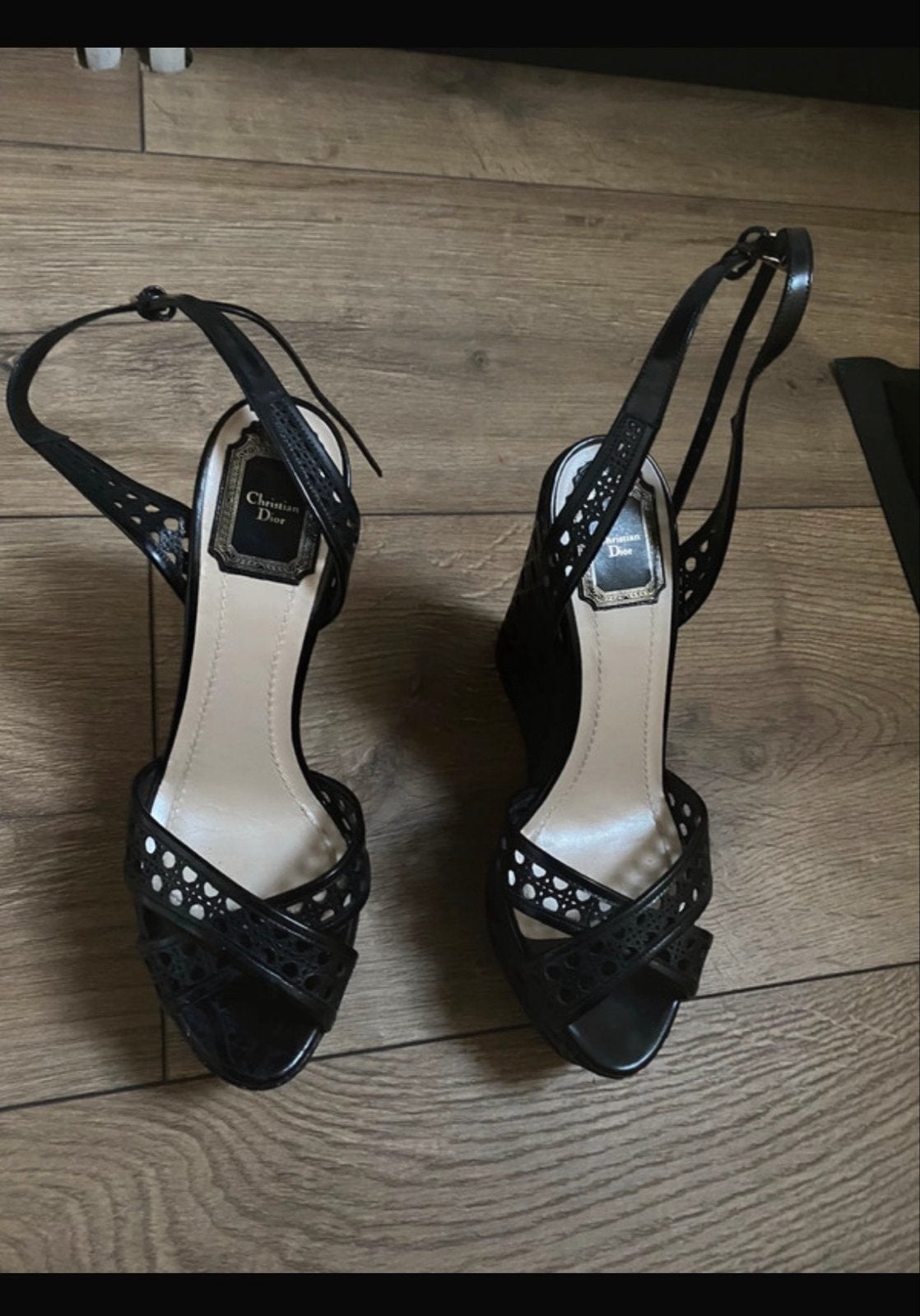 Christian Dior Zwarte Wedges - Maat 38, Ophalen of Verzenden, Zo goed als nieuw, Zwart, Schoenen met hoge hakken