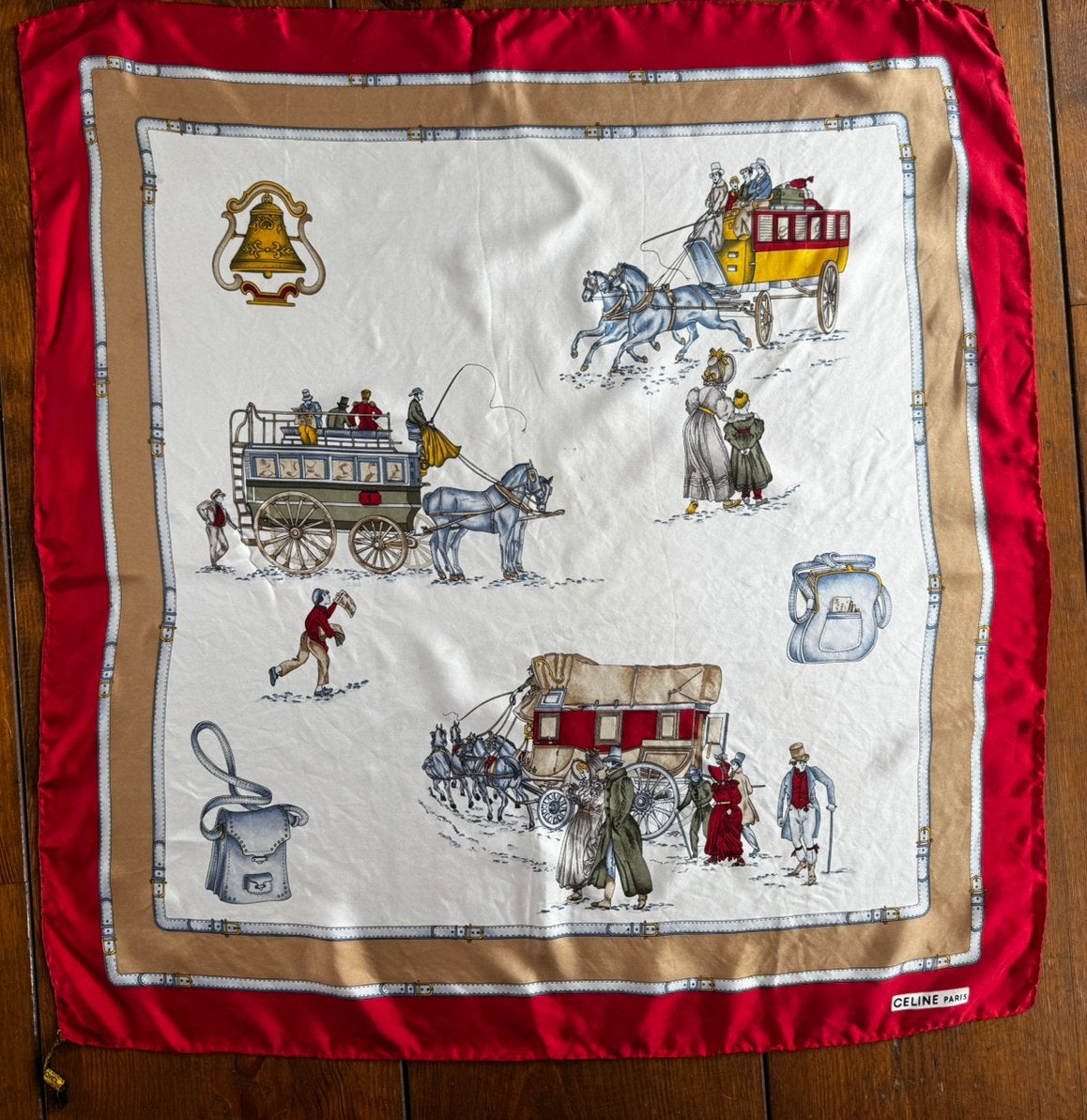 Vintage Celine Paris Zijden Sjaal – Antique Horse Carriages, Kleding | Dames, Mutsen, Sjaals en Handschoenen, Ophalen of Verzenden