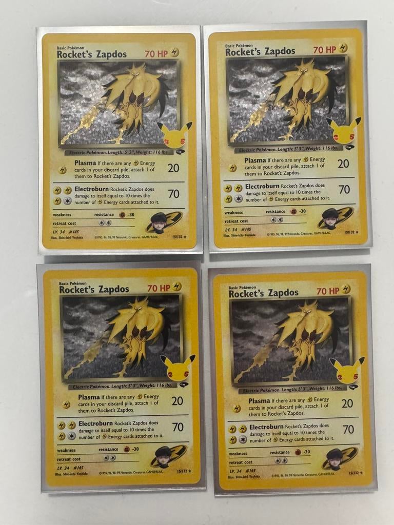 Rocket's Zapdos 15/132 Pokemon 25th Celebrations, Ophalen of Verzenden, Zo goed als nieuw