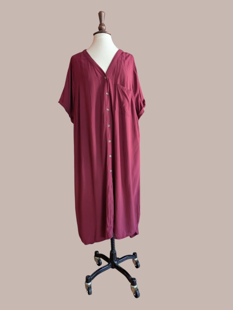 Only Carmakoma blousejurk, bordeaux rood, maat 54, Ophalen of Verzenden, Zo goed als nieuw, Rood, Jurk