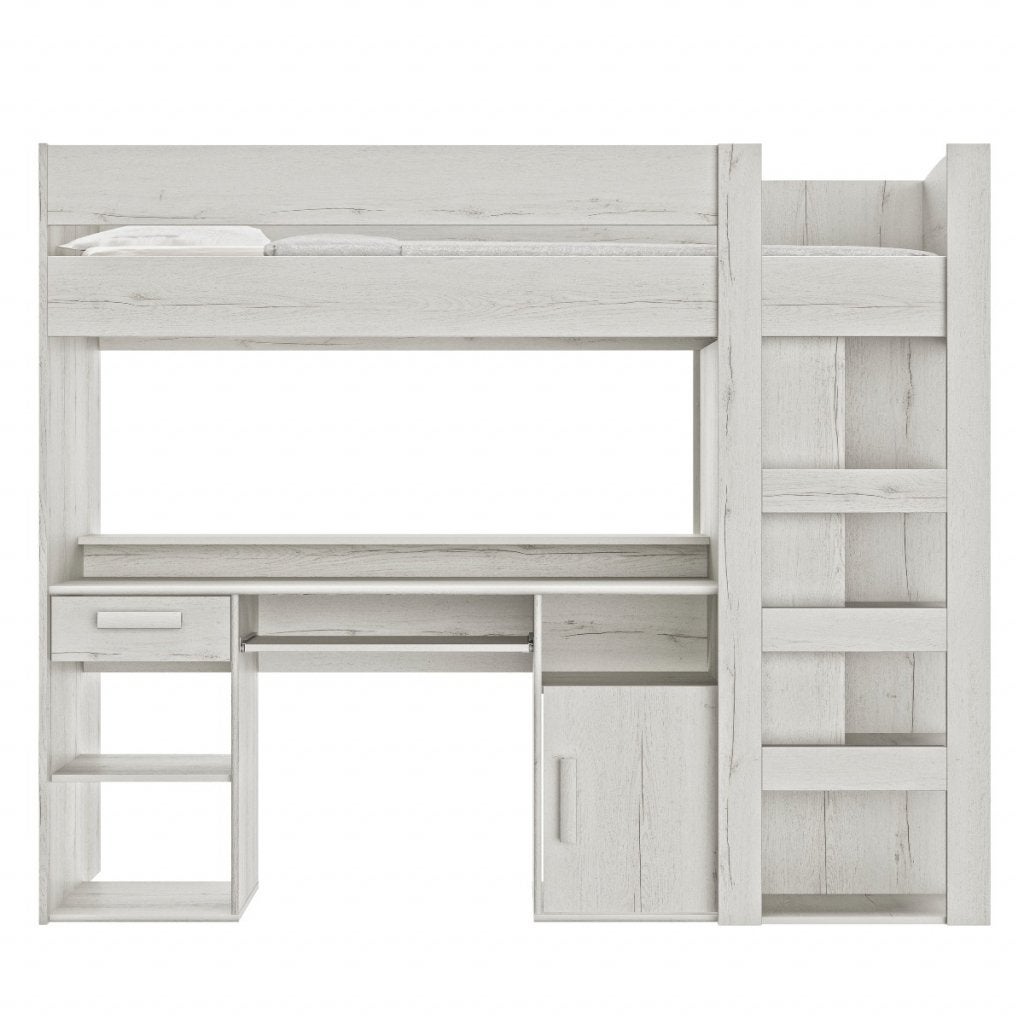 Montana hoogslaper - 90x200 - Wit eikenkleur